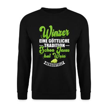 Winzer Tradition Weinberg Weinherstellung - Unisex Pullover - Schwarz - Vorne - Alina (178cm) & Michal (187cm)