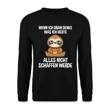 Faultier Kollege Arbeit Faulheit - Unisex Pullover - Schwarz - Vorne - Alina (178cm) & Michal (187cm)