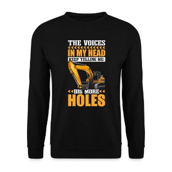 Opérateur de pelle hydraulique Conducteur de pelle Drôle de creusement - Sweat-shirt Unisexe - noir - Devant - Alina (178cm) & Michal (187cm)
