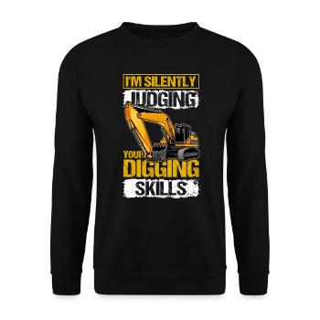 Excavator driver Excavator operator Excavator operator - Unisex Sweatshirt - black - Front - Alina (178cm) & Michal (187cm)