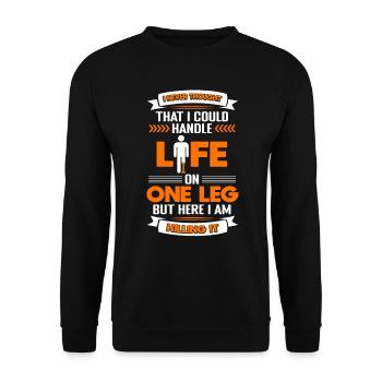Prothèse de jambe Drôle d’amputation de jambe - Sweat-shirt Unisexe - noir - Devant - Alina (178cm) & Michal (187cm)