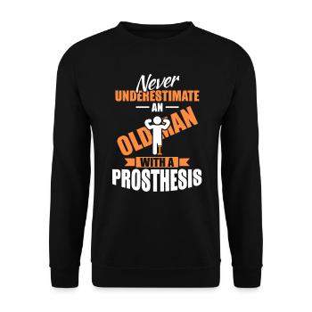 Amputation prothétique de la jambe Vieil homme - Sweat-shirt Unisexe - noir - Devant - Alina (178cm) & Michal (187cm)