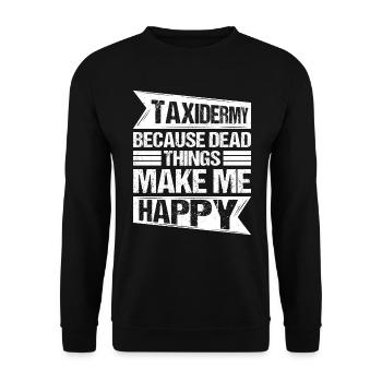 Taxidermist Taxidermie Tierpräparator - Unisex Pullover - Schwarz - Vorne - Alina (178cm) & Michal (187cm)