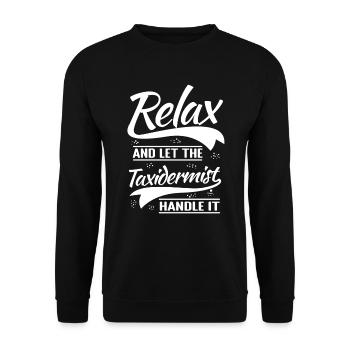 Tierpräparator Taxidermist Taxidermie - Unisex Pullover - Schwarz - Vorne - Alina (178cm) & Michal (187cm)