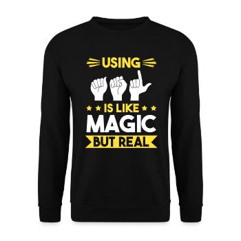 Sign Language ASL Deaf Pride Deaf - Unisex Sweatshirt - black - Front - Alina (178cm) & Michal (187cm)