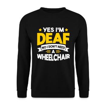 Sourds Drôles Langue des signes Fierté sourde - Sweat-shirt Unisexe - noir - Devant - Alina (178cm) & Michal (187cm)