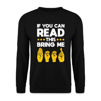 Deaf Pride Funny Deaf Sign Language Beer - Unisex Sweatshirt - black - Front - Alina (178cm) & Michal (187cm)