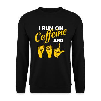Langue des signes ASL Fierté sourde Caféine - Sweat-shirt Unisexe - noir - Devant - Alina (178cm) & Michal (187cm)