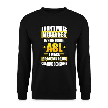 ASL Deaf Pride Lustig Zeichensprache - Unisex Pullover - Schwarz - Vorne - Alina (178cm) & Michal (187cm)