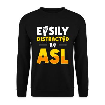 ASL Sign Language Deaf Pride Deaf - Unisex Sweatshirt - black - Front - Alina (178cm) & Michal (187cm)