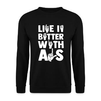 ASL Sign Language Deaf Pride Deaf - Unisex Sweatshirt - black - Front - Alina (178cm) & Michal (187cm)