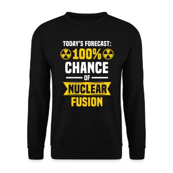 Kernfusion Radioaktiv Strahlung Atomkraft - Unisex Pullover - Schwarz - Vorne - Alina (178cm) & Michal (187cm)