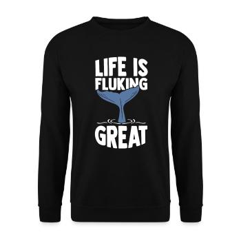 Whale Caudal Fin Marine Mammals Ocean - Unisex Sweatshirt - black - Front - Alina (178cm) & Michal (187cm)