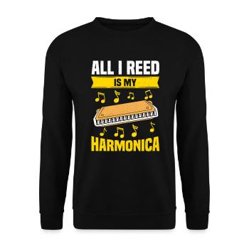 harmonica drôle - Sweat-shirt Unisexe - noir - Devant - Alina (178cm) & Michal (187cm)