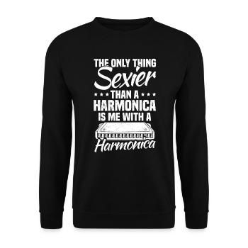 harmoniciste sexy harmoniciste - Sweat-shirt Unisexe - noir - Devant - Alina (178cm) & Michal (187cm)