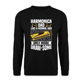papa harmonica drôle - Sweat-shirt Unisexe - noir - Devant - Alina (178cm) & Michal (187cm)