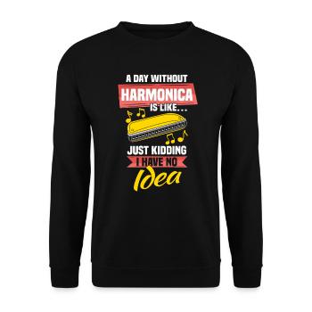 Harmonica Drôle d’harmoniciste - Sweat-shirt Unisexe - noir - Devant - Alina (178cm) & Michal (187cm)