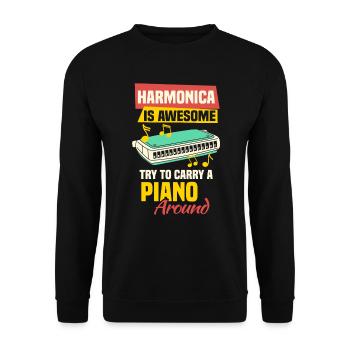 Harmonica funny harmonica player - Unisex Sweatshirt - black - Front - Alina (178cm) & Michal (187cm)