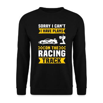 Slotcar-Racing Slot-Rennen Lustig - Unisex Pullover - Schwarz - Vorne - Alina (178cm) & Michal (187cm)