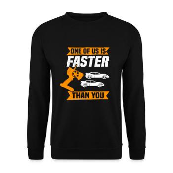 Slotcar Racing Lustiges Slot-Rennen - Unisex Pullover - Schwarz - Vorne - Alina (178cm) & Michal (187cm)