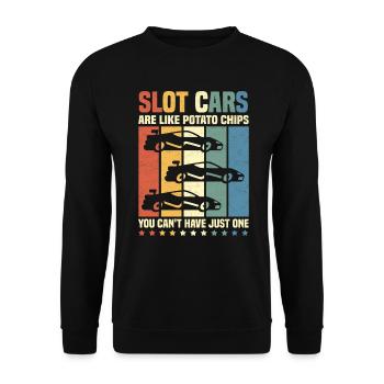 Slotcar-Racing Lustiges Slot Car - Unisex Pullover - Schwarz - Vorne - Alina (178cm) & Michal (187cm)