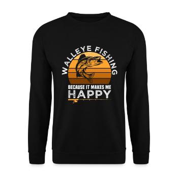 Zander fishing makes you happy Fishing - Unisex Sweatshirt - black - Front - Alina (178cm) & Michal (187cm)
