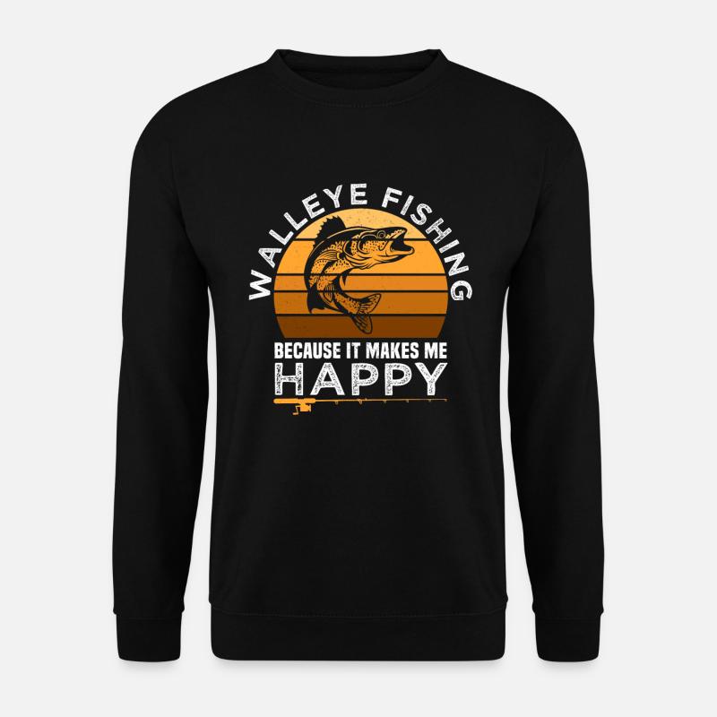 Zander Angeln macht glücklich Fischen - Unisex Pullover - Schwarz