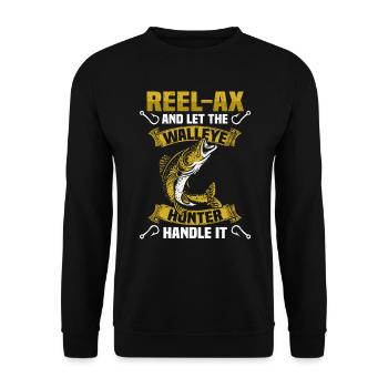 Zander angeln lustig fischen Angler - Unisex Pullover - Schwarz - Vorne - Alina (178cm) & Michal (187cm)