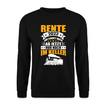 Modelleisenbahn Opa Lokführer Rente 2023 - Unisex Pullover - Schwarz - Vorne - Alina (178cm) & Michal (187cm)
