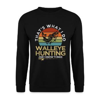 Zander fishing angler Walleye fishing - Unisex Sweatshirt - black - Front - Alina (178cm) & Michal (187cm)