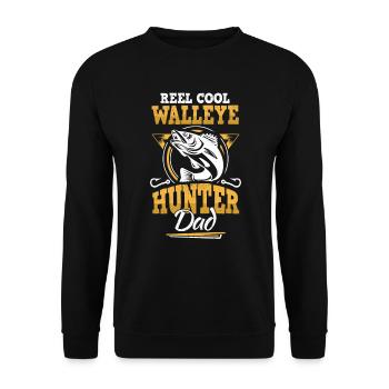 Angler Papa Walleye pike-perch fishing - Unisex Sweatshirt - black - Front - Alina (178cm) & Michal (187cm)