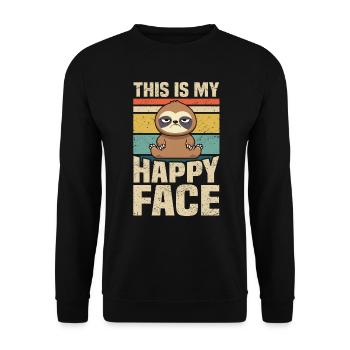 Sloth Funny Happy Face Sarcasm - Unisex Sweatshirt - black - Front - Alina (178cm) & Michal (187cm)