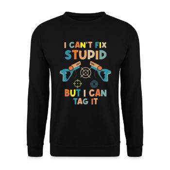 Laser Tag Lustiges Lasergame Lasertag - Unisex Pullover - Schwarz - Vorne - Alina (178cm) & Michal (187cm)