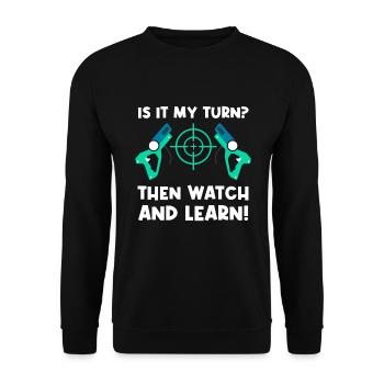 Lasertag Lustig Laser Tag Laserpistole - Unisex Pullover - Schwarz - Vorne - Alina (178cm) & Michal (187cm)