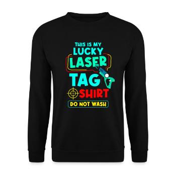 Laser Tag Laserpistole Lasertag Lasergame - Unisex Pullover - Schwarz - Vorne - Alina (178cm) & Michal (187cm)