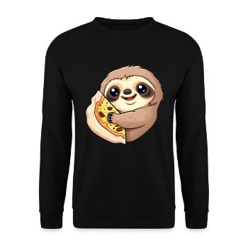 Pizza Sloth Pizza Lover - Unisex Sweatshirt - black - Front - Alina (178cm) & Michal (187cm)