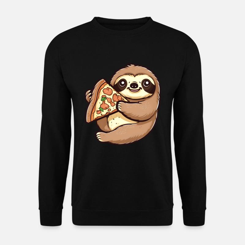 Pizza Faultier Pizzeria Pizzaliebhaber - Unisex Pullover - Schwarz