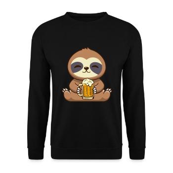 Sloth Beer Funny Beer Drinker - Unisex Sweatshirt - black - Front - Alina (178cm) & Michal (187cm)
