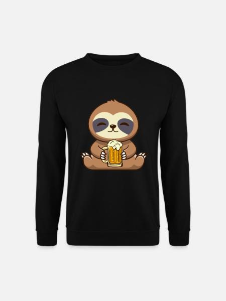 Sloth Beer Funny Beer Drinker - Unisex Sweatshirt - black