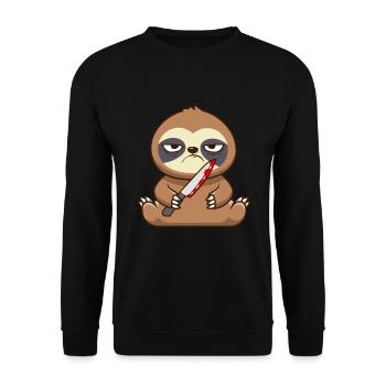 Sloth Misanthrope Morning Muffle - Unisex Sweatshirt - black - Front - Alina (178cm) & Michal (187cm)