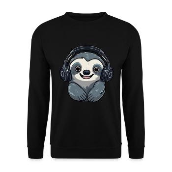 Sloth Headphones Music Lover DJ - Sweat-shirt Unisexe - noir - Devant - Alina (178cm) & Michal (187cm)