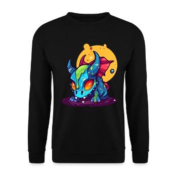 Drache Dinosaurier Fantasy Dragon - Unisex Pullover - Schwarz - Vorne - Alina (178cm) & Michal (187cm)