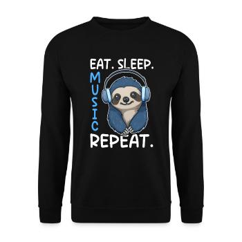 Musikliebhaber Kopfhörer Musik Faultier DJ - Unisex Pullover - Schwarz - Vorne - Alina (178cm) & Michal (187cm)