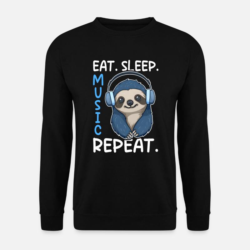 Musikliebhaber Kopfhörer Musik Faultier DJ - Unisex Pullover - Schwarz