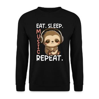 Musikliebhaber Kopfhörer Musik Kawaii Faultier DJ - Unisex Pullover - Schwarz - Vorne - Alina (178cm) & Michal (187cm)