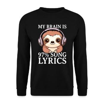 Kawaii Musik hören Faultier Kopfhörer DJ - Unisex Pullover - Schwarz - Vorne - Alina (178cm) & Michal (187cm)