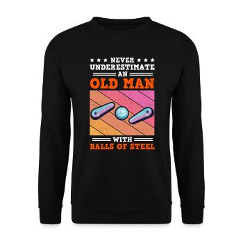 Pinball Opa Arcade Retro Gamer Flipperautomat - Unisex Pullover - Schwarz - Vorne - Alina (178cm) & Michal (187cm)