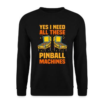 Flipperautomat Pinball Arcade Game - Unisex Pullover - Schwarz - Vorne - Alina (178cm) & Michal (187cm)