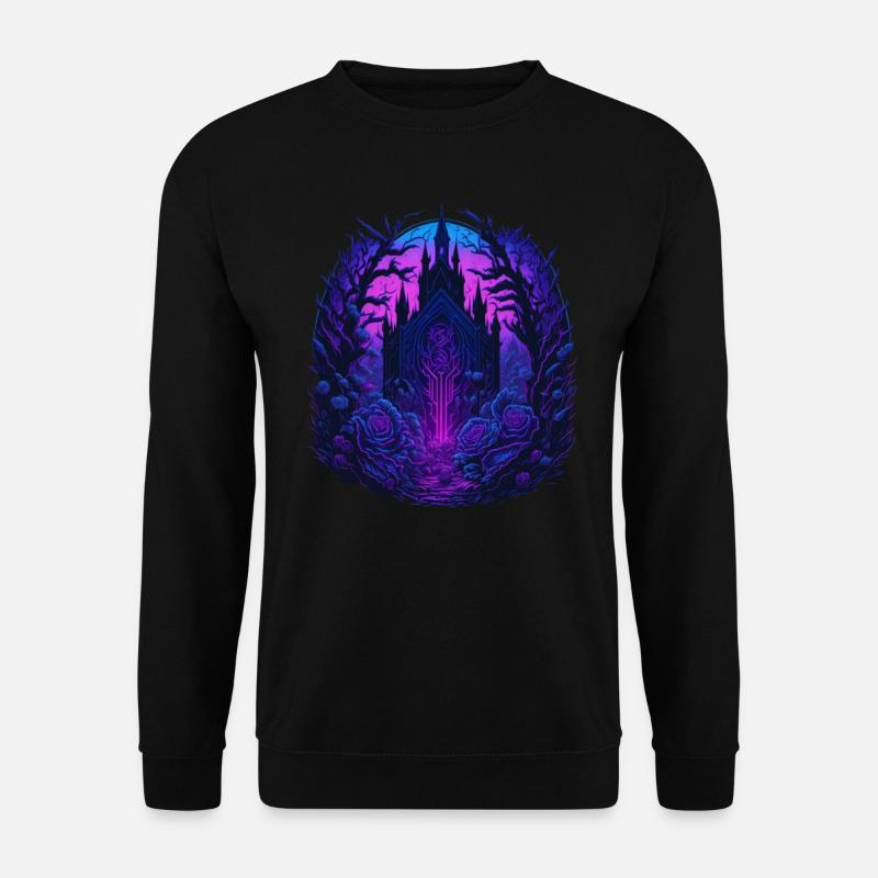 Neon Roses Castle Vaporwave - Unisex Sweatshirt - black