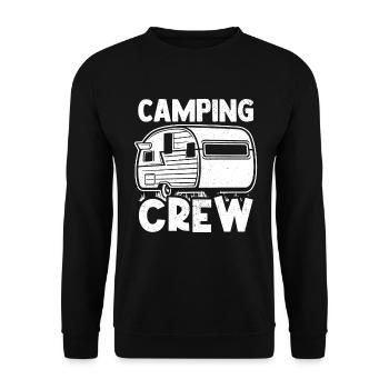 Camping Crew Wohnwagen Camper Lagerfeuer - Unisex Pullover - Schwarz - Vorne - Alina (178cm) & Michal (187cm)